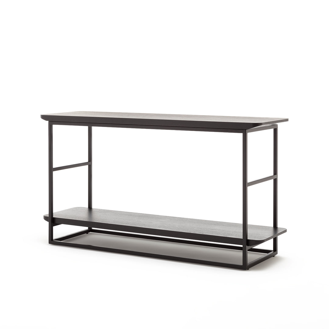 rolf benz | 987 coffee table | stone graphite brown + american walnut + marrone metallic frame