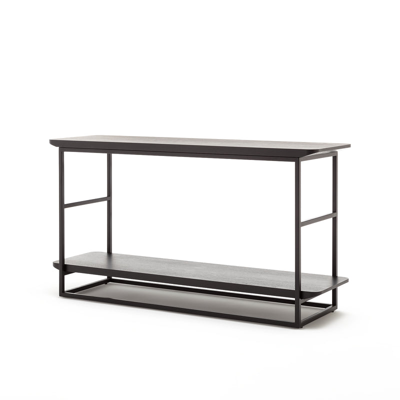 rolf benz | 987 coffee table | stone graphite brown + american walnut + marrone metallic frame