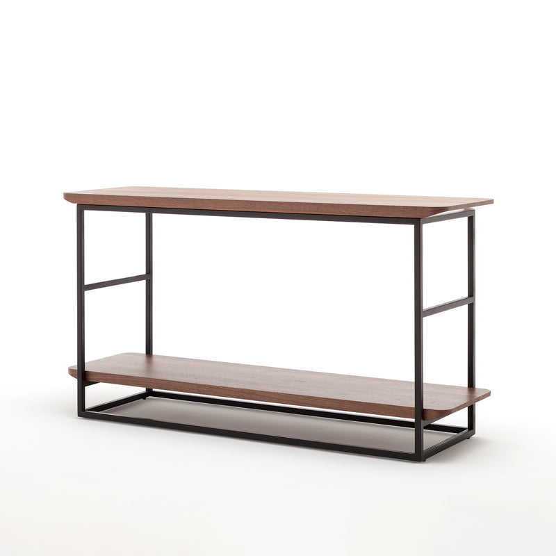 rolf benz | 987 coffee table | stone graphite brown + american walnut + marrone metallic frame