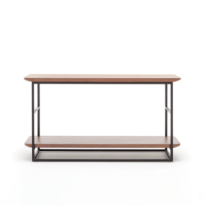 rolf benz | 987 coffee table | stone graphite brown + american walnut + marrone metallic frame