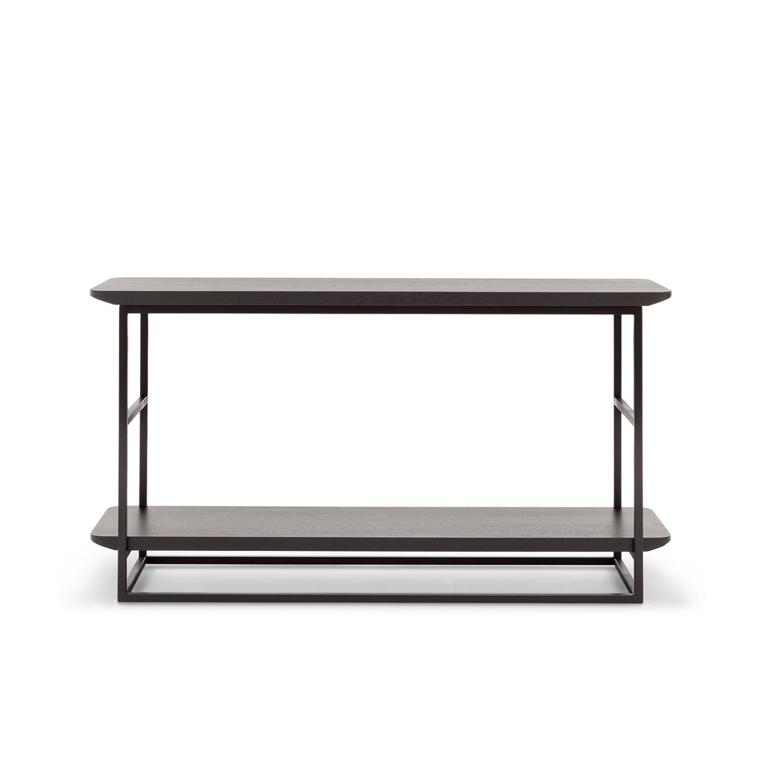 rolf benz | 987 coffee table | stone graphite brown + american walnut + marrone metallic frame