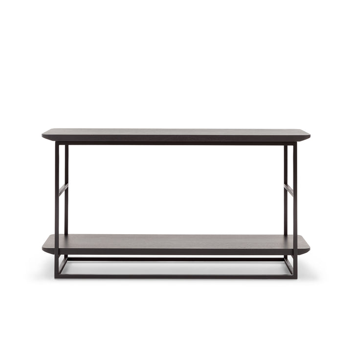 rolf benz | 987 coffee table | stone graphite brown + american walnut + marrone metallic frame