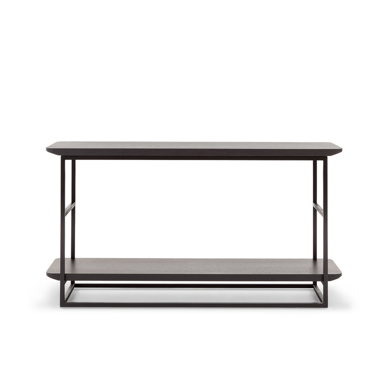 rolf benz | 987 coffee table | stone graphite brown + american walnut + marrone metallic frame