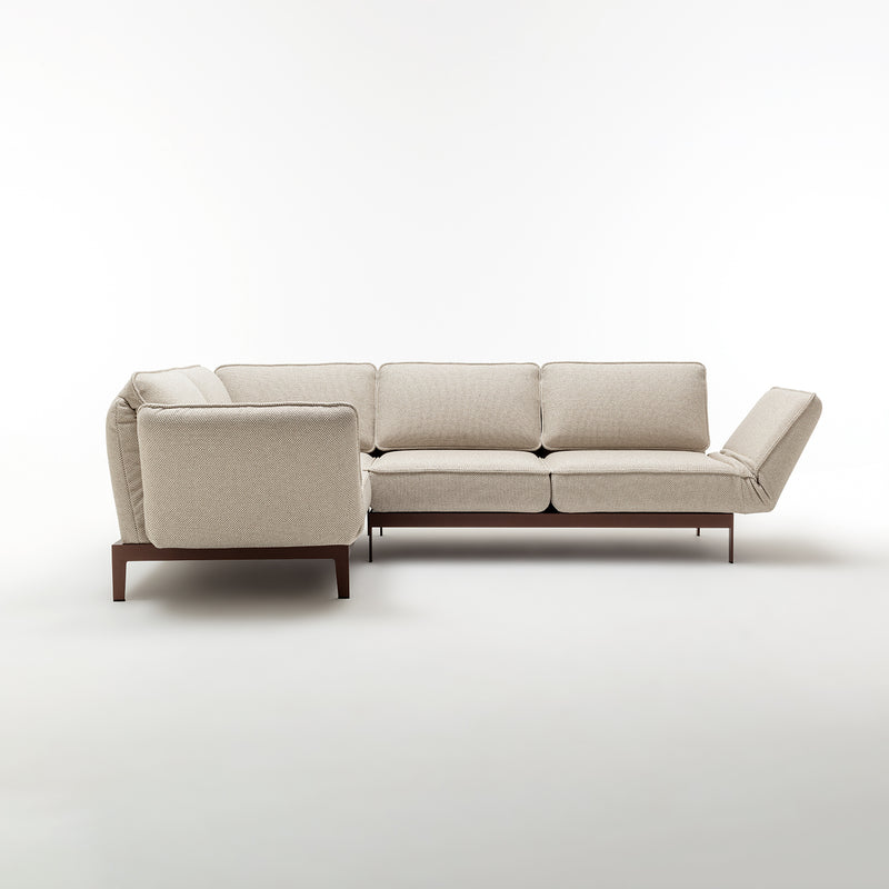 rolf benz | mera sofa | fabric grey beige 24350 + marrone metallic frame