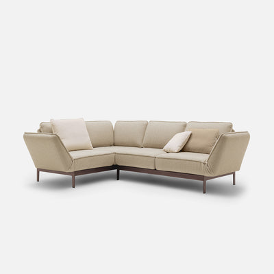 rolf benz | mera sofa | fabric grey beige 24350 + marrone metallic frame