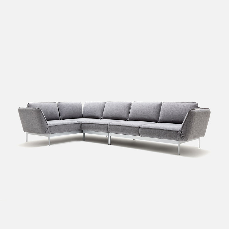 rolf benz | mera sofa | fabric grey beige 24350 + marrone metallic frame