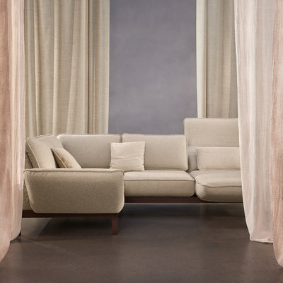 rolf benz | mera sofa | fabric grey beige 24350 + marrone metallic frame