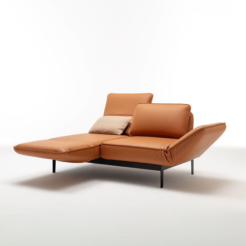 rolf benz | mera sofa | leather beige grey 38732 + marrone metallic frame