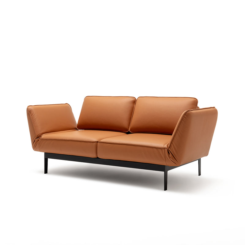 rolf benz | mera sofa | leather beige grey 38732 + marrone metallic frame