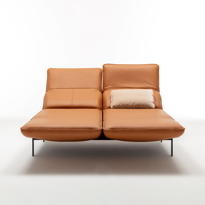 rolf benz | mera sofa | leather beige grey 38732 + marrone metallic frame