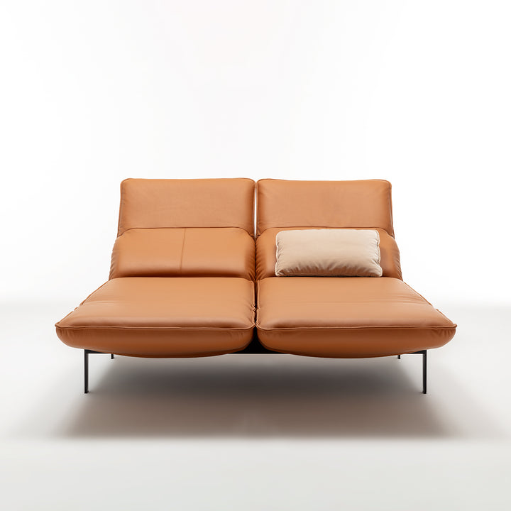 rolf benz | mera sofa | 3 seater leather | beige grey 38.732 + marrone metallic frame
