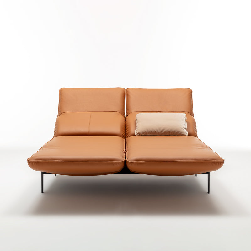 rolf benz | mera sofa | leather beige grey 38732 + marrone metallic frame