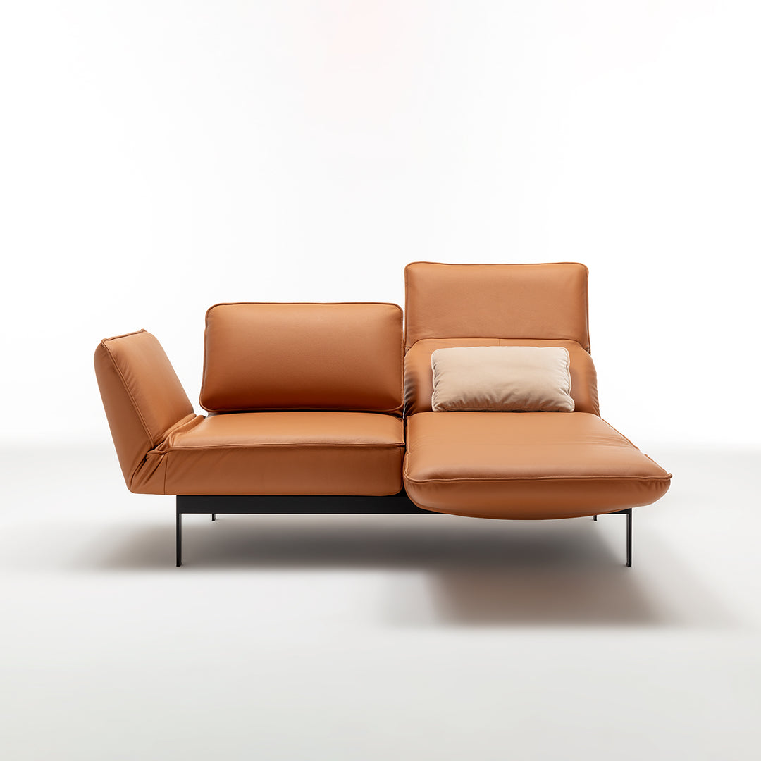 rolf benz | mera sofa | 3 seater leather | beige grey 38.732 + marrone metallic frame