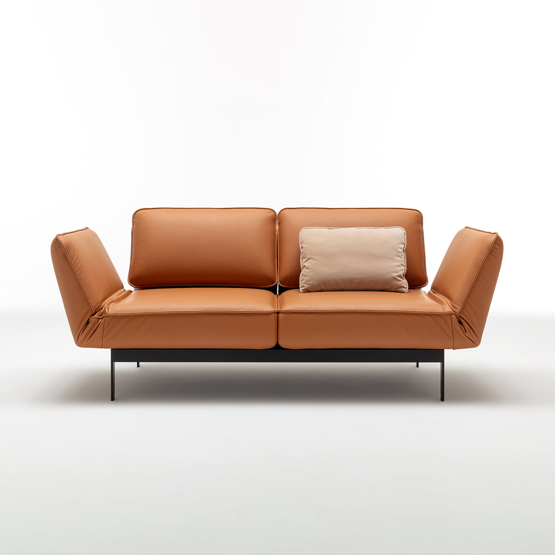 rolf benz | mera sofa | 3 seater leather | beige grey 38.732 + marrone metallic frame