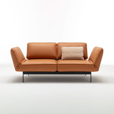 rolf benz | mera sofa | 3 seater leather | beige grey 38.732 + marrone metallic frame