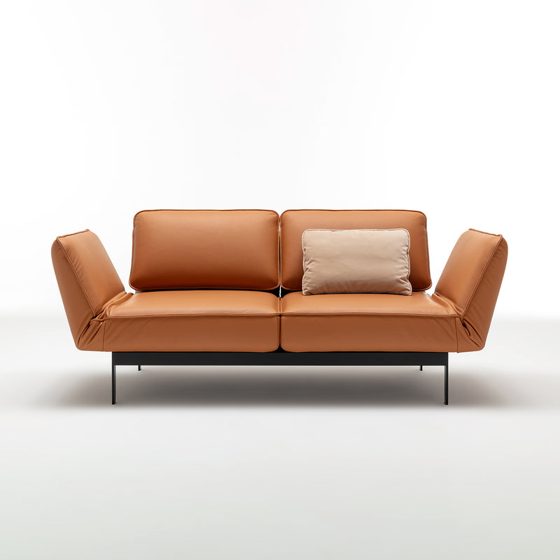 rolf benz | mera sofa | leather beige grey 38732 + marrone metallic frame