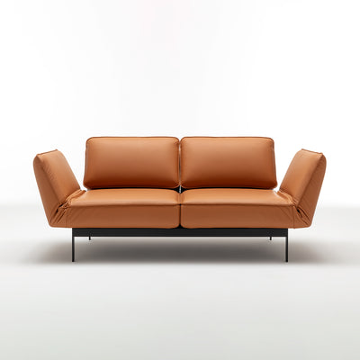 rolf benz | mera sofa | 3 seater leather | beige grey 38.732 + marrone metallic frame