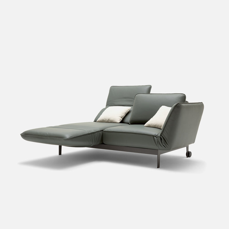 rolf benz | mera sofa | leather beige grey 38732 + marrone metallic frame