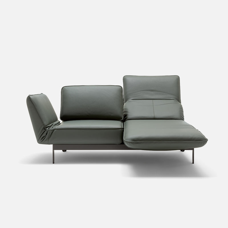 rolf benz | mera sofa | leather beige grey 38732 + marrone metallic frame