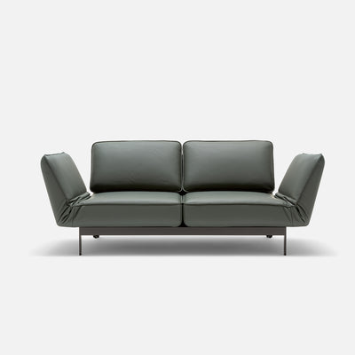 rolf benz | mera sofa | leather beige grey 38732 + marrone metallic frame