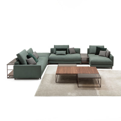 rolf benz | nuvola sofa + footstool | fabric beige grey 26384 + marrone metallic legs