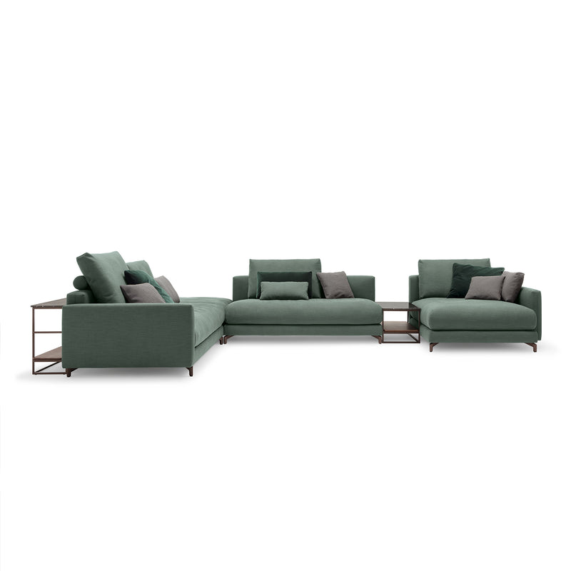 rolf benz | nuvola sofa + footstool | fabric beige grey 26384 + marrone metallic legs