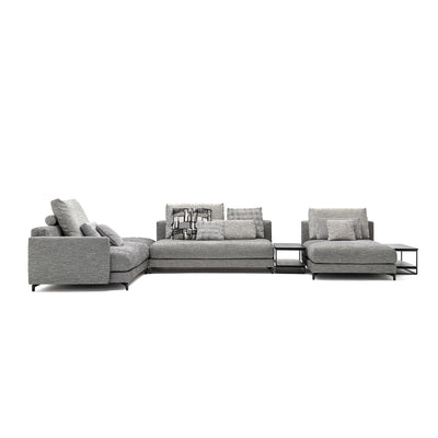 rolf benz | nuvola sofa + footstool | fabric beige grey 26384 + marrone metallic legs