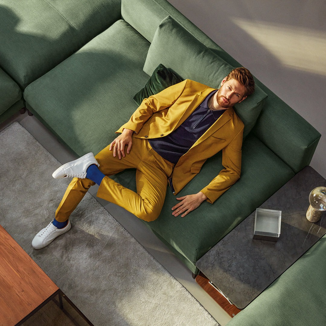 rolf benz | 987 coffee table | stone graphite brown + american walnut + marrone metallic frame