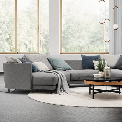 rolf benz | onda sofa | fabric silk grey 24510 + black oak legs