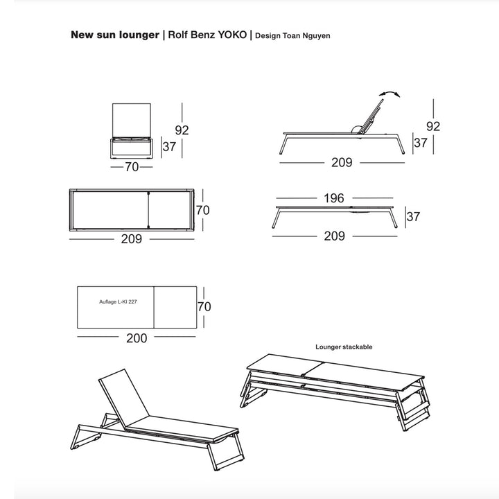 rolf benz | yoko outdoor sun lounger | bianco
