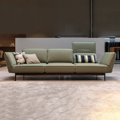 rolf benz | mera sofa | 3 seater leather | beige grey 38.732 + marrone metallic frame