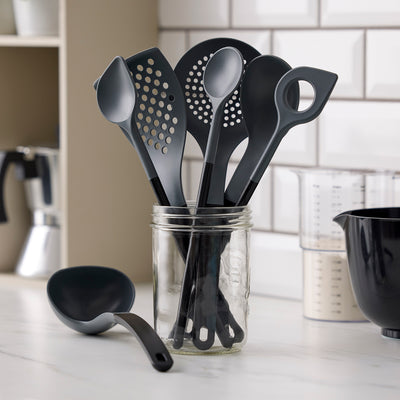 rosti | optima stirring spoon with hole | black ~ DC