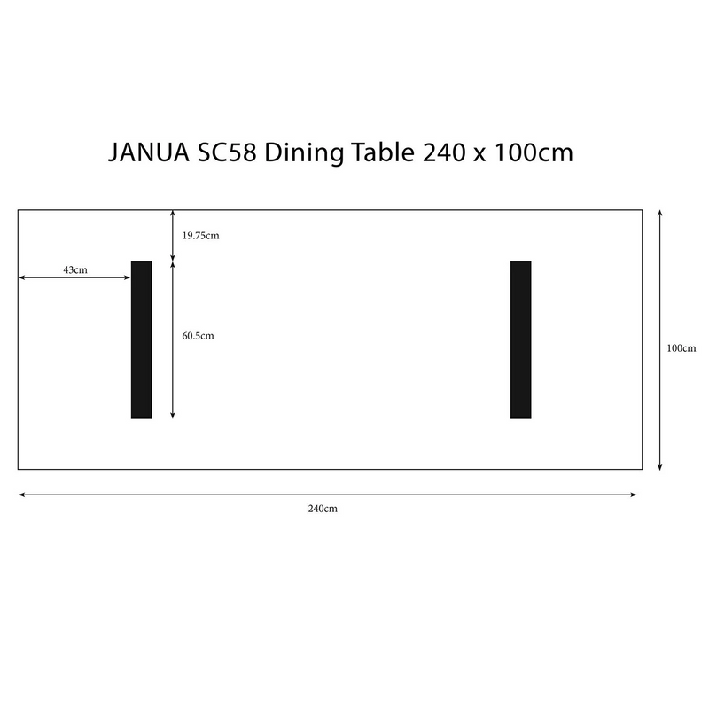 janua | sc58 dining table  240cm x 100cm | white pigmented oak + black legs