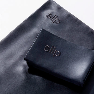 slip | silk pillowcase | black