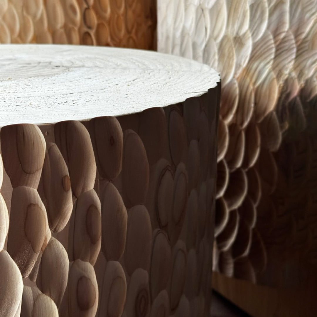 studio nikco | wooden stool / side table | stepped no.2 carved