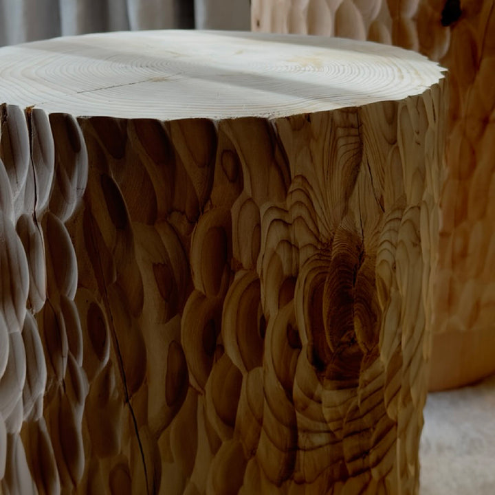 studio nikco | wooden stool / side table | stepped no.2 carved