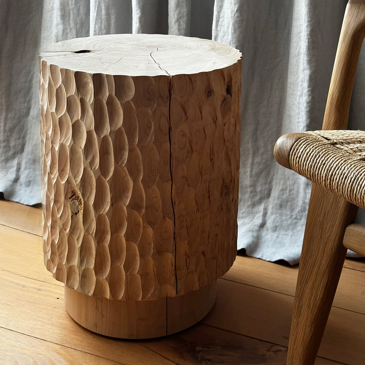 studio nikco | wooden stool / side table | stepped no.2 carved