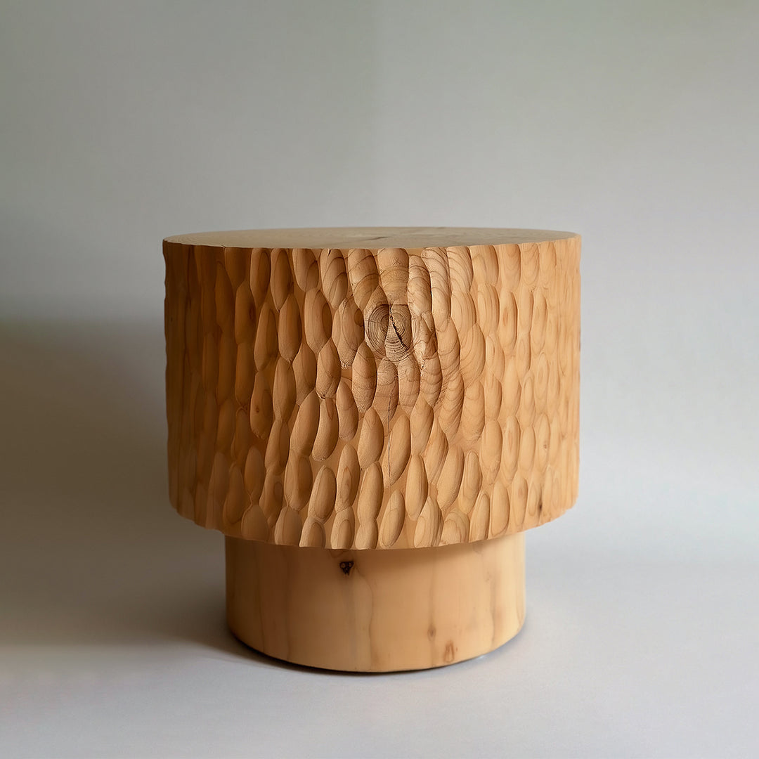 studio nikco | wooden stool / side table | stepped no.3 carved