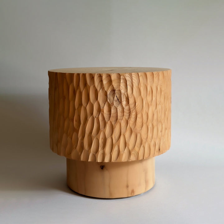 studio nikco | wooden stool / side table | stepped no.3 carved