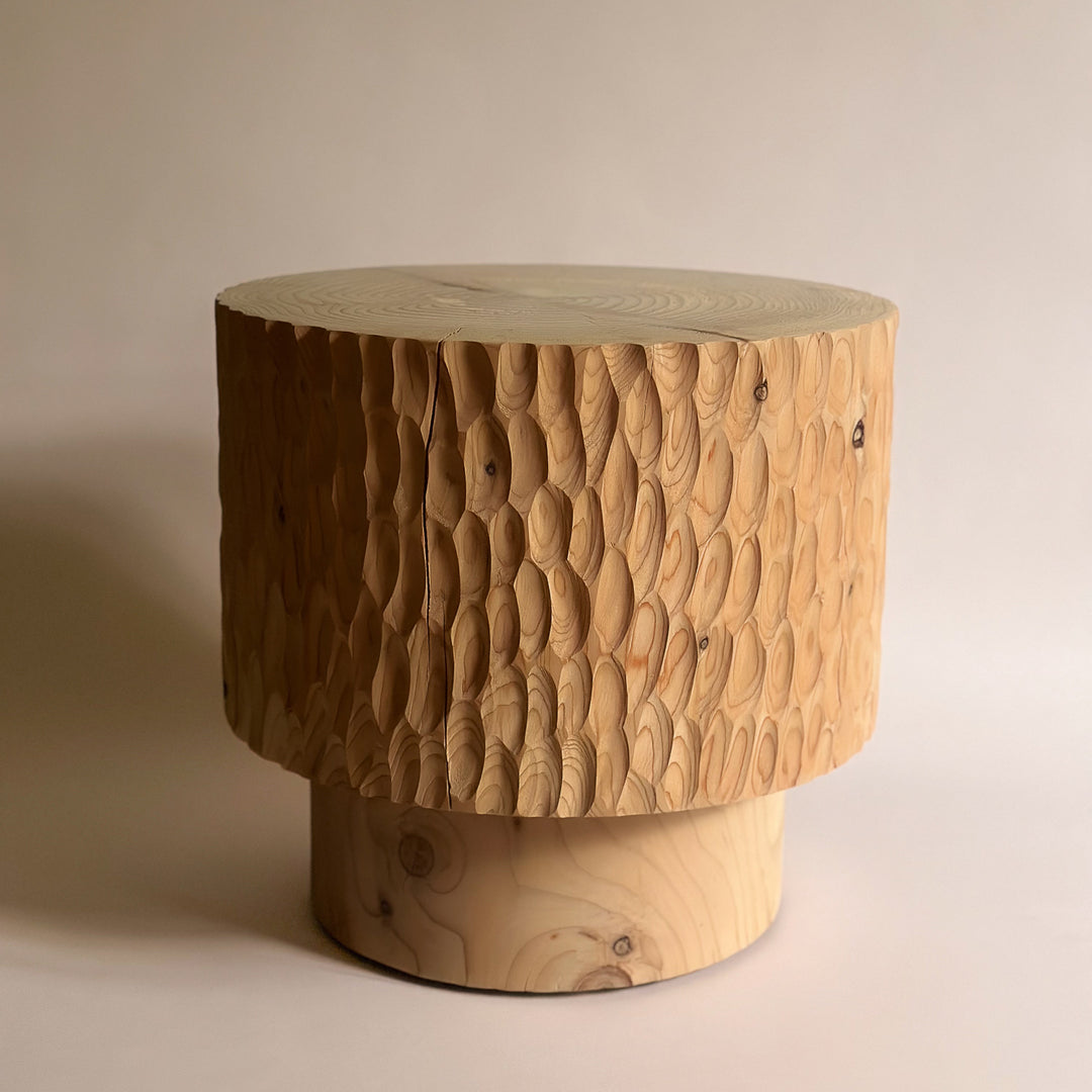 studio nikco | wooden stool / side table | stepped no.3 carved