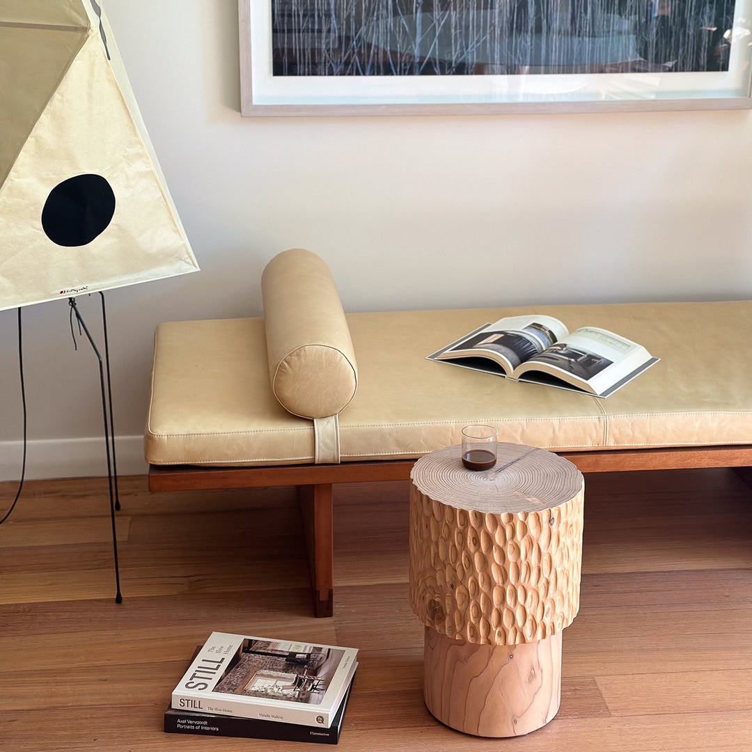 studio nikco | wooden stool / side table | stepped no.1 carved - cypress pine