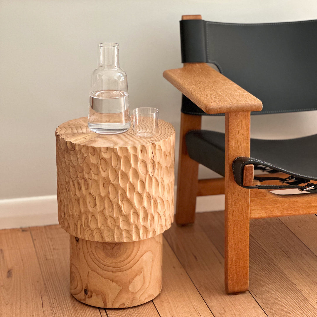 studio nikco | wooden stool / side table | stepped no.1 carved - cypress pine