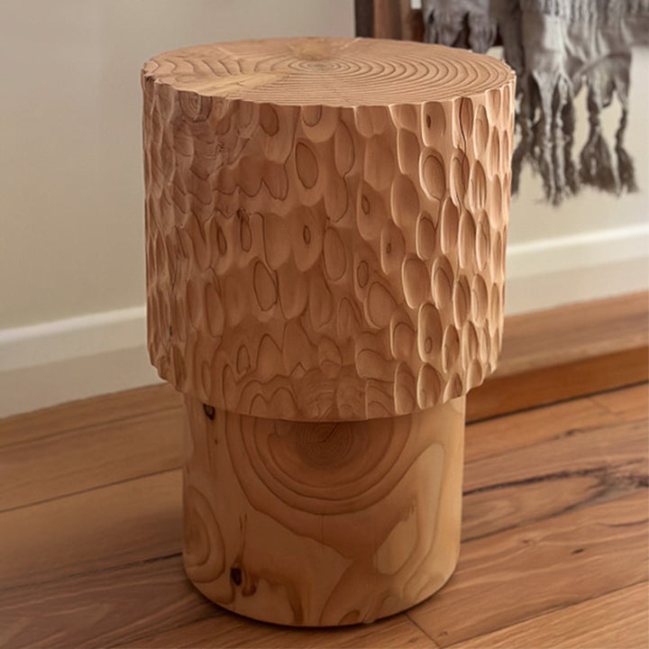 studio nikco | wooden stool / side table | stepped no.1 carved - cypress pine