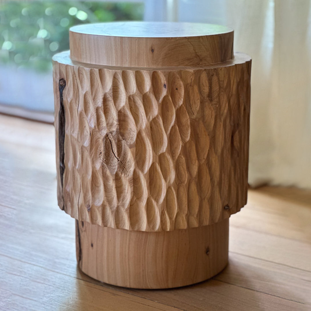 studio nikco | wooden stool / side table | two-step carved