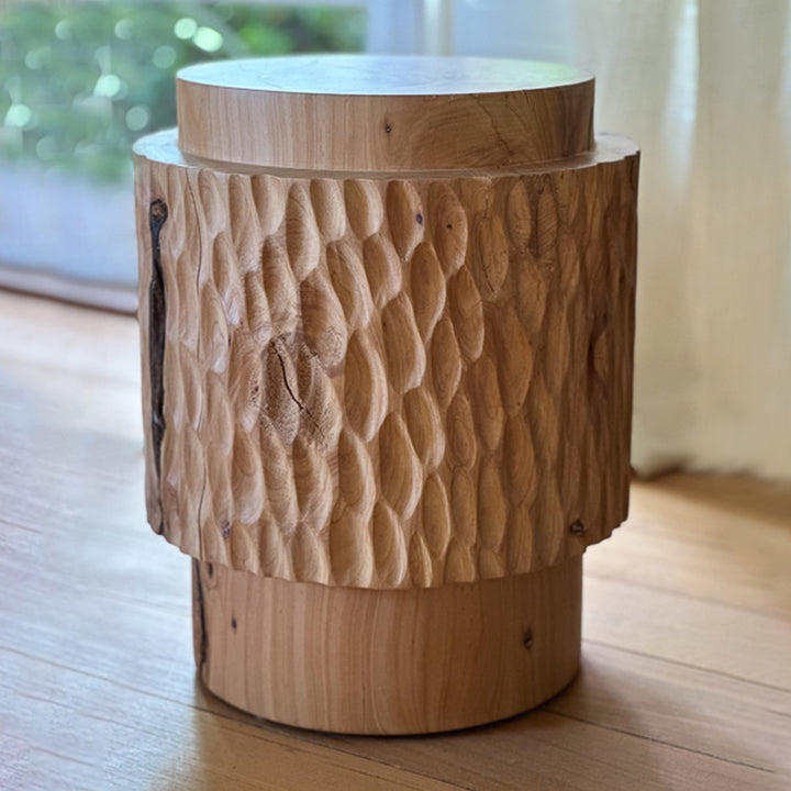 studio nikco | wooden stool / side table | two-step carved