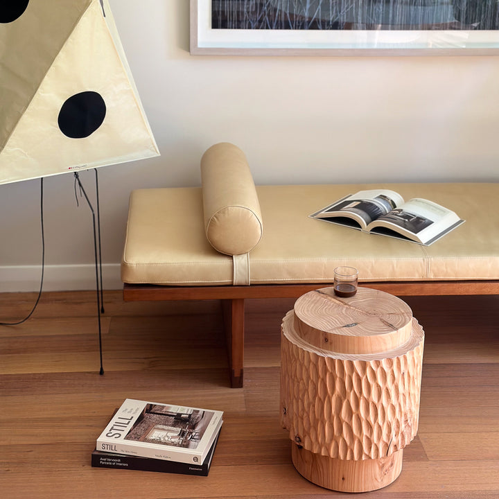 studio nikco | wooden stool / side table | two-step carved