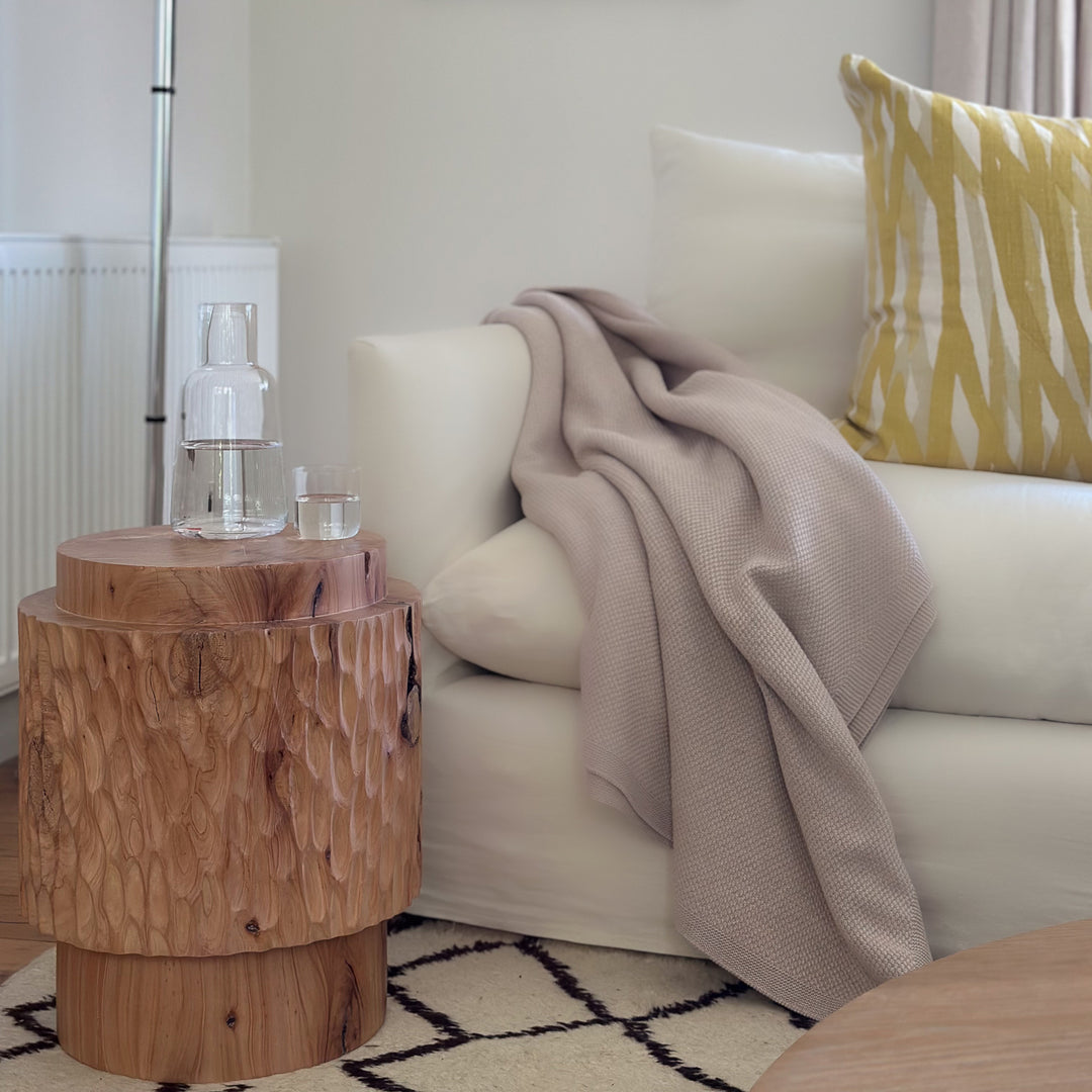 studio nikco | wooden stool / side table | two-step carved