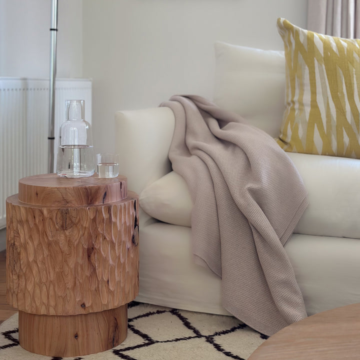 studio nikco | wooden stool / side table | two-step carved