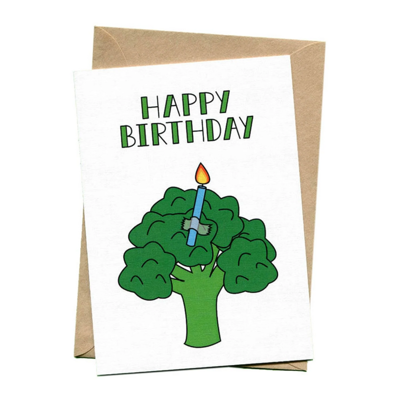 things by bean | greeting card | broccoli happy birthday