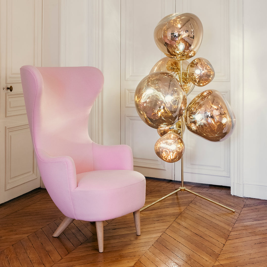 tom dixon | standing floor chandelier | gold + gold - LC